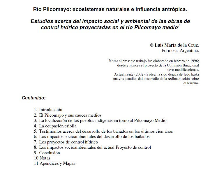 Río Pilcomayo. Ecosistemas naturales e influencia antrópica