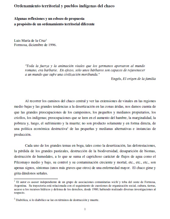 Ordenamiento territorial y pueblos indígenas del Chaco