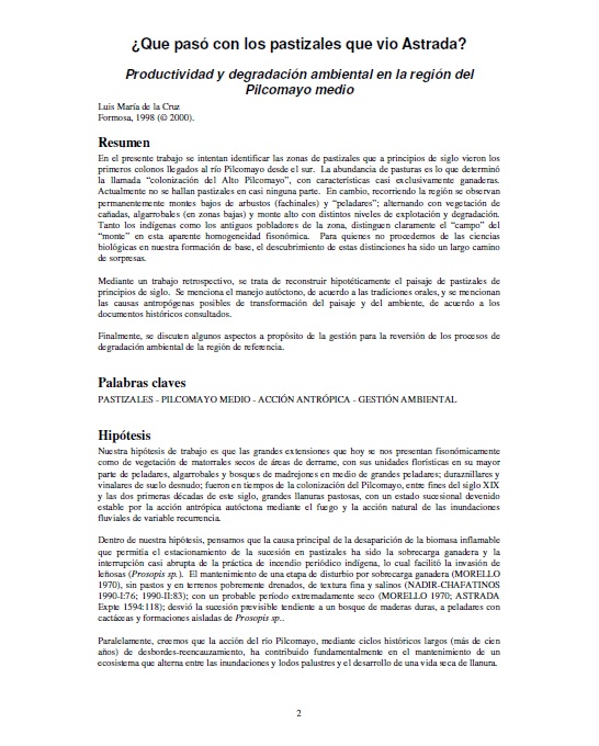 ¿Qué pasó con los pastizales que vio Astrada?