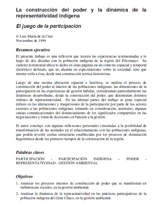 La construcción del poder y la dinámica de la representatividad indígena