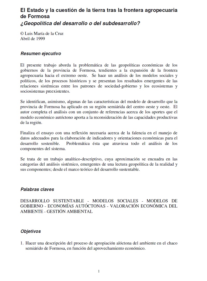 El Estado y la cuestión de la tierra tras la frontera agropecuaria de Formosa